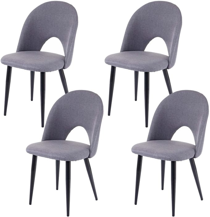 Set van 4 eetkamerstoelen MCW-D73, keukenstoel, stof/textiel ~ donkergrijs