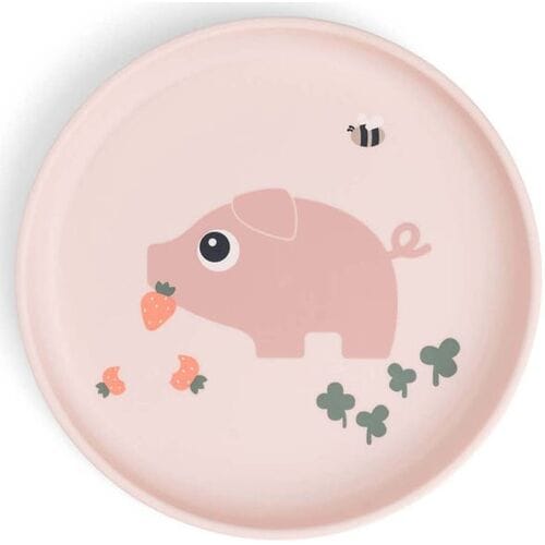 Done By Deer Bord - Tiny Farm - Rond - Silicone - 18 cm - Powder