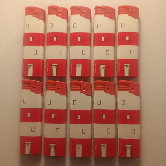 10 Klik Aanstekers Electronisch - Hervulbaar - Rood Wit - Verstelbare Vlam - Unilite