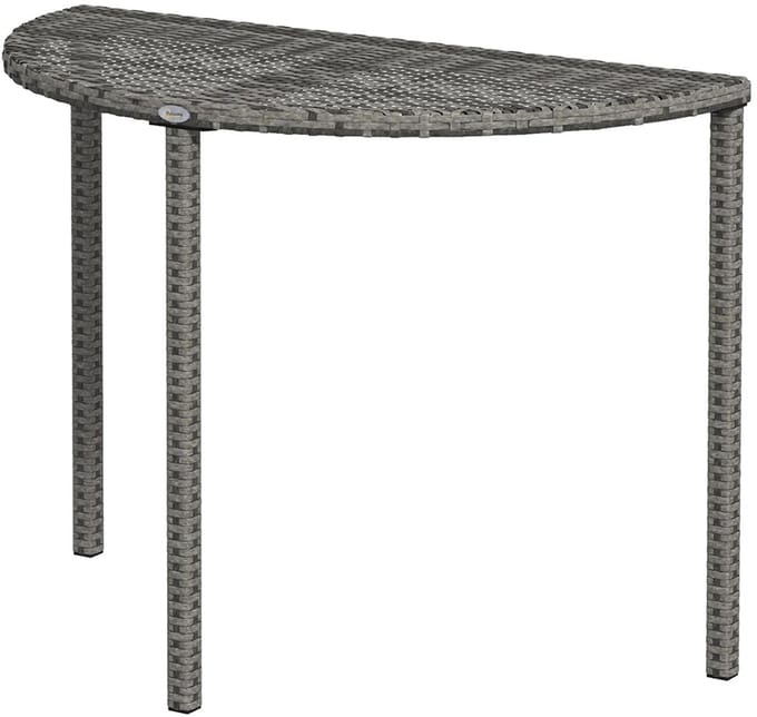 Sweiko Tuintafel - Balkontafel - Halfrond - Polyrattan+Metaal - 100x50x74 cm - Grijs