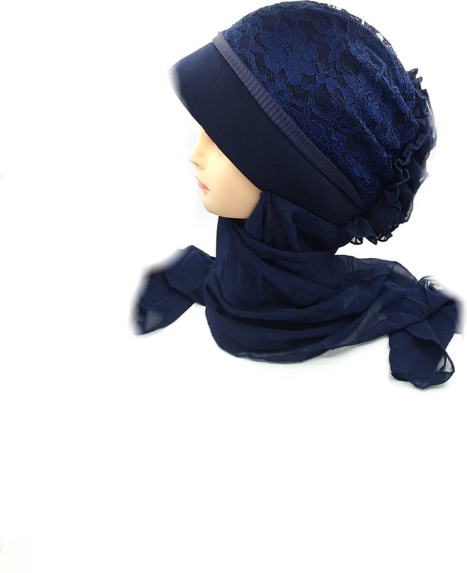 Elegante Blauwe hoofddoek, Mooie hijab.