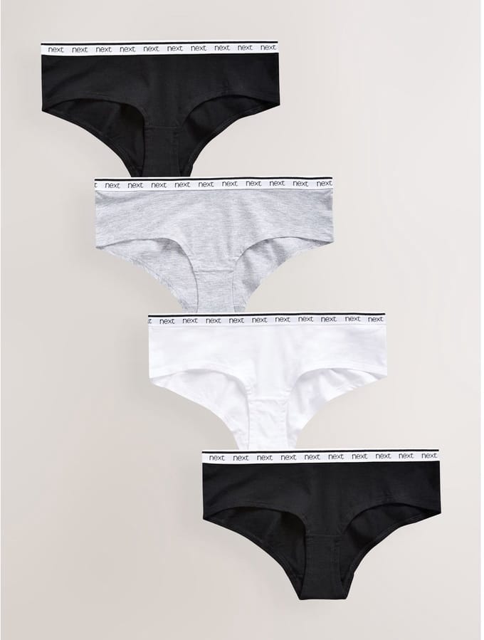Next - Dames - Set van 4 katoenen shorts met logo - Zwart