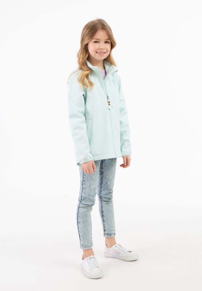 Schmuddelwedda Softshelljack - gerecycled materiaal Meisje Blauw-umint-280