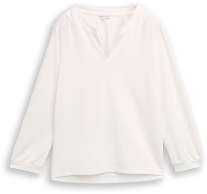 Tom Tailor - Shirt met lange mouwen en ruches - Maat M - Whisper White