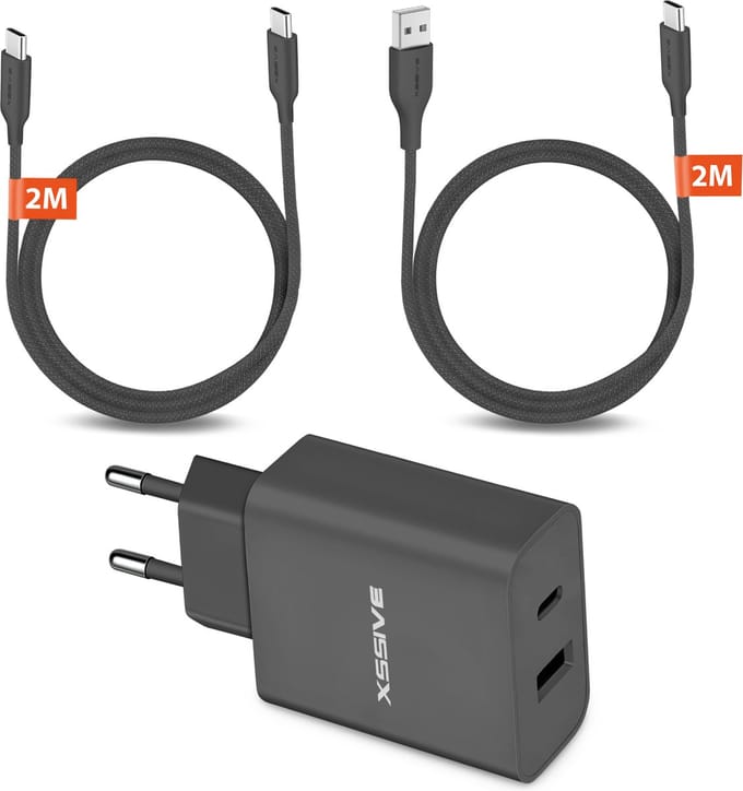 Dual Oplader Set met USB C Kabels 2 Meter - Universeel - Fast en Quick Charge
