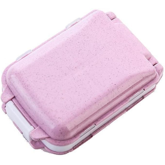 Petite boîte à médicaments créative scellée à trois niveaux, boîte à médicaments Portable pliable à trois sections, Mini boîtes de rangement à 8 compartiments rose