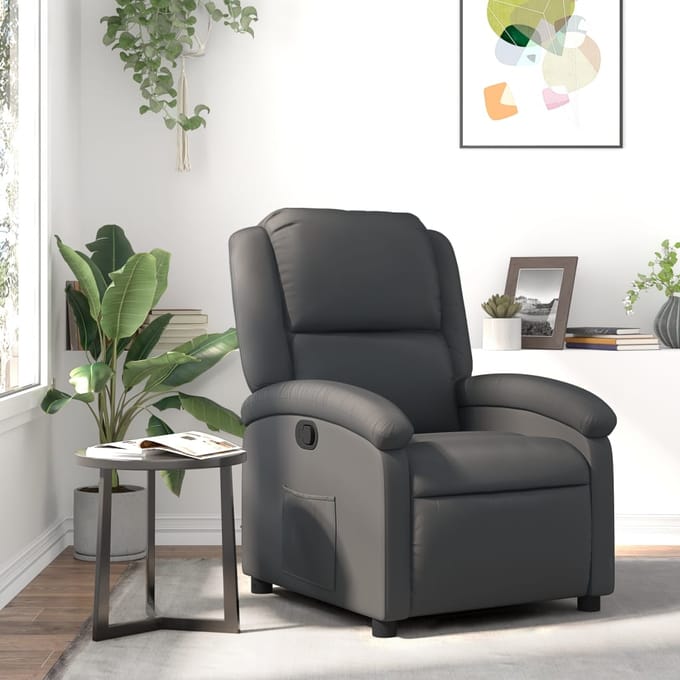 vidaXL - Relaxfauteuil - Grijs - Echt - Leer