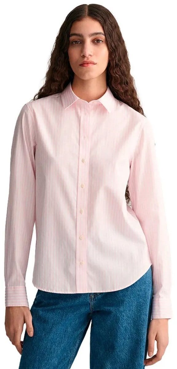 Gant Overhemd Regular Fit roze gestreept popeline overhemd