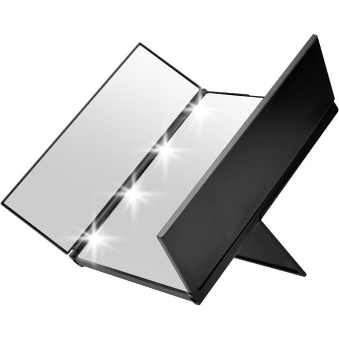 LED Drievoudige Make-up Spiegel 360 Graden Tri Fold Led Verlichte Tafelblad Kaptafel Spiegel met Verlichting white