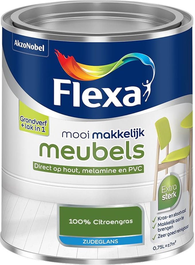 Flexa - Mooi Makkelijk Meubels Zijdeglans - 100% Citroengras - Mengverf - 750 Ml