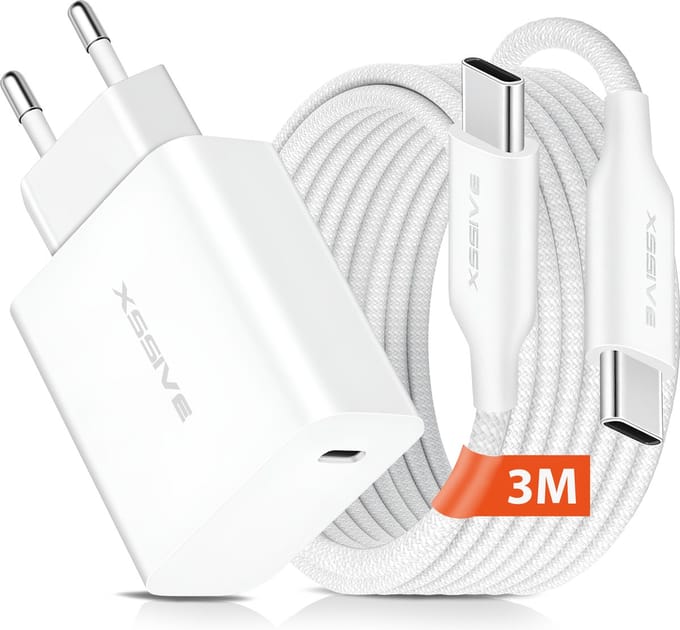 45W Super Snellader Set - 3 Meter - USB C naar USB C - Geschikt voor Samsung S24, S23, S22, S21, S20 Ultra Plus FE - Fast Charger