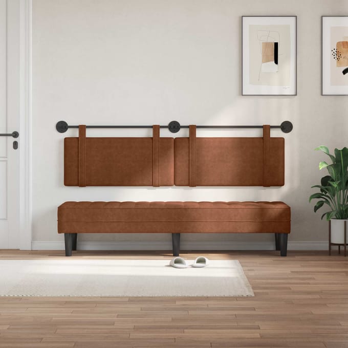 vidaXL - Hangend - hoofdbord - Bruin - Antiek - PU