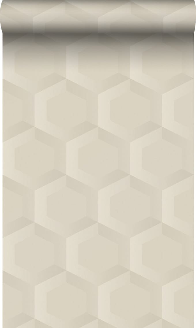 Origin Wallcoverings behang 3d hexagon motief lichtbeige - 53 cm x 10.05 m - 348018