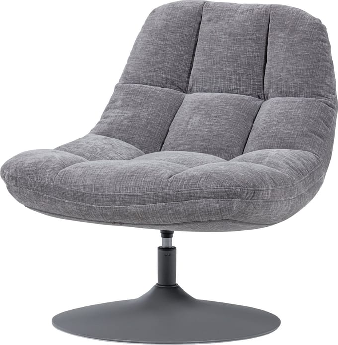 WOOOD Elvi Draaifauteuil - Chenille Structuur - Lichtgrijs - 81x73x84