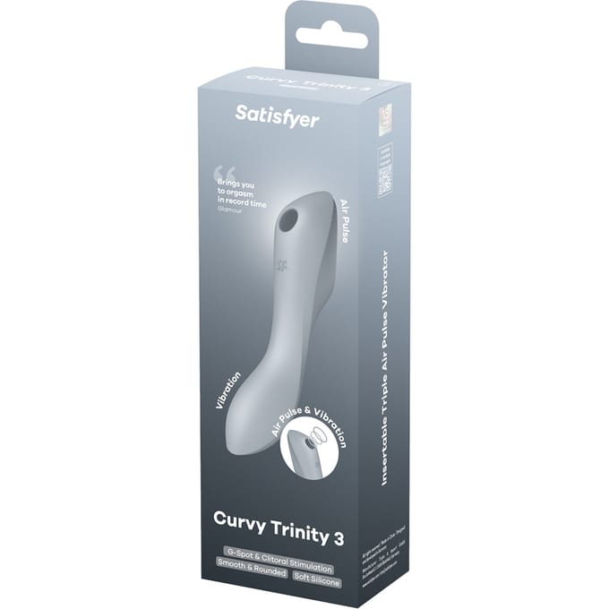Satisfyer, drukgolfvibrator, Curvy Trinity 3, 17,5 cm, 3 motoren, veelzijdig, drukgolven en trillingen