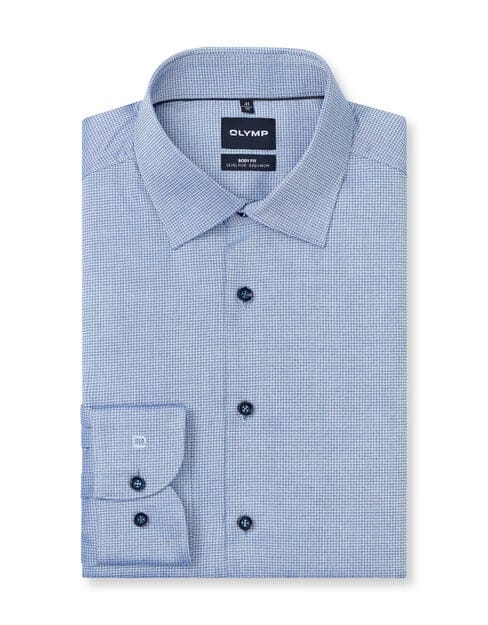 OLYMP Level Five Overhemd, Body Fit, Kent, Marineblauw