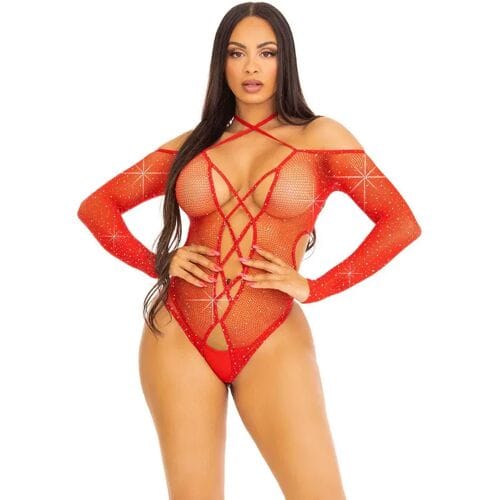 Body met open kruis en veters voor dames Leg Avenue