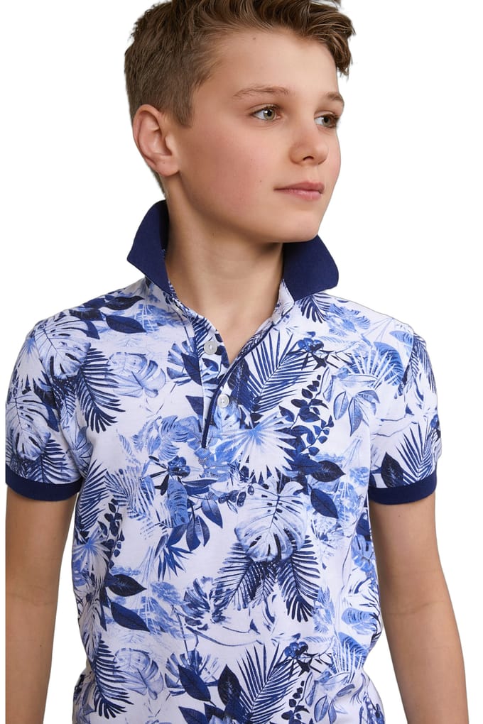 River Woods Custom Fit Cotton Floral Polo Off White Maat: 8 | Overhemden Outlet | kids | Wit