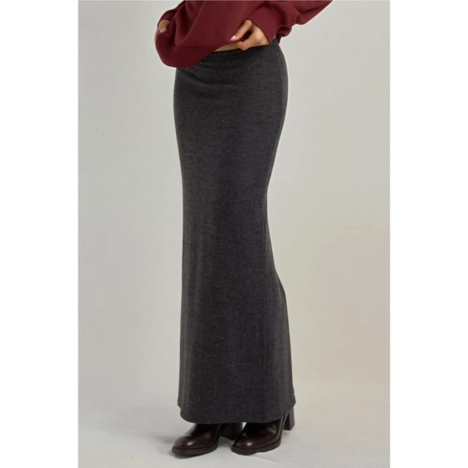 Elastische Taille Zachte Textuur Rok met Splits