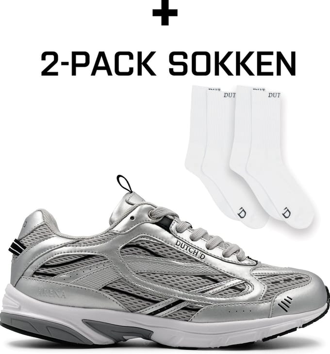 Dutch'D - Sneaker + 2 Pack Sokken - Silver - Arena - Maat 46