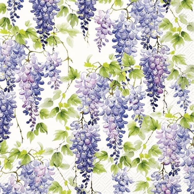IHR Lunch servetten - Purple Wisteria Cream