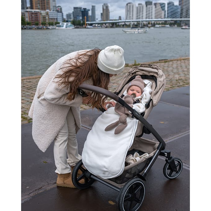 Lodger Bunker - Teddy voetenzak voor autostoel & kinderwagen - Wit