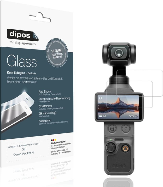 dipos – 2x Pantserfolie geschikt voor DJI Osmo Pocket 4 | 9H Screenprotector