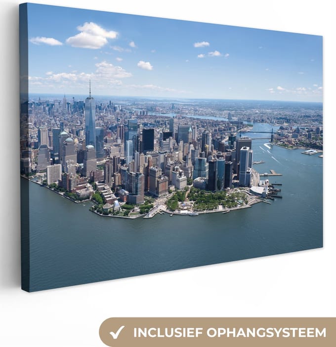 Canvas Schilderij New York - USA - Skyline - 30x20 cm - Wanddecoratie
