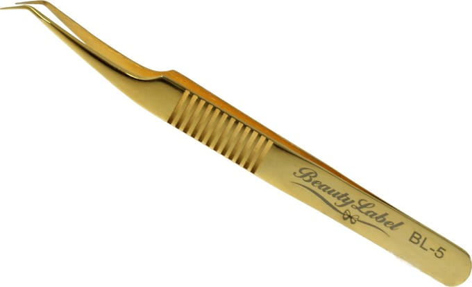 Beauty Label Pincet- Curved Tweezer -BL-5 - Goud