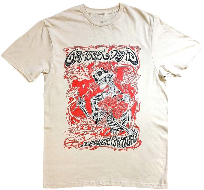 Grateful Dead - Forever Red Frame Heren Tshirt - S - Creme