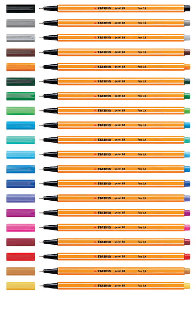 STABILO point 88 - Fineliner 0,4 mm - Donkeroker - per stuk