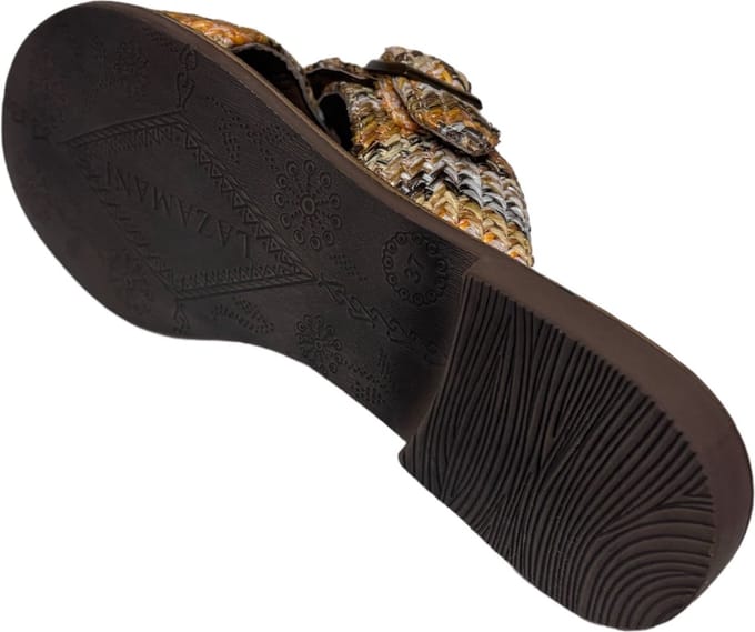 Lazamani - Mia Raffia Dames Slippers Beige - Maat 38