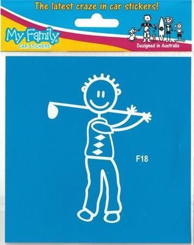 Vader met golfstick, (auto) sticker