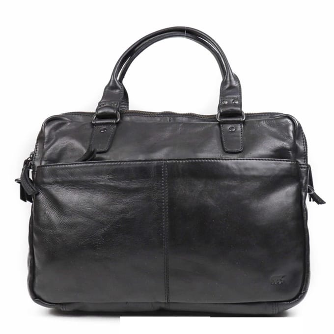 Bear Design Teun Leren Laptoptas -14 inch Laptopvak - Zwart