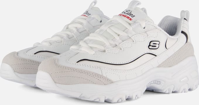 Skechers D'Lites - New Heat Dames Sneakers - Wit/Zwart