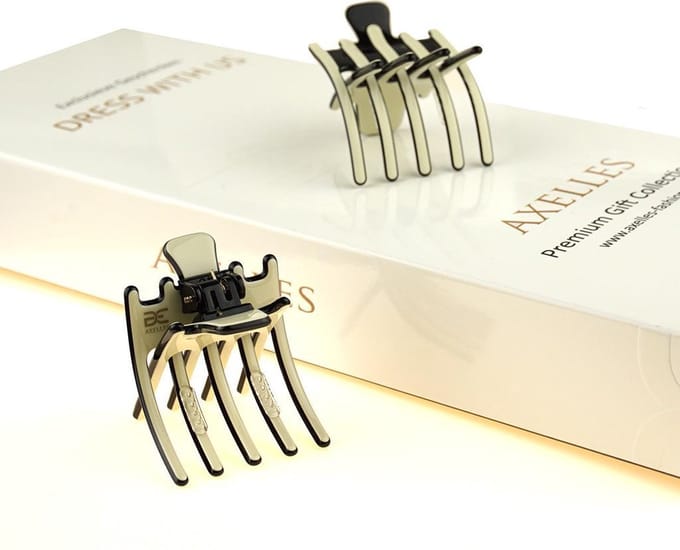 Stijlvol haarklem (sierklem) 3,5 cm in-geschenkdoos, zwart-gebroken-wit.