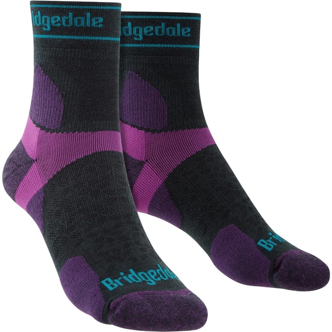 Bridgedale - Dames Ultralight Merino Sokken - Steenkool / Paars