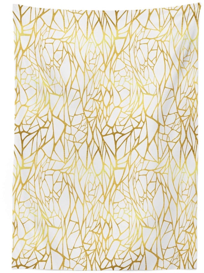 ABAKUHAUS Tafelkleed – 140x170 cm – Geel/Wit satijn, Wasbaar
