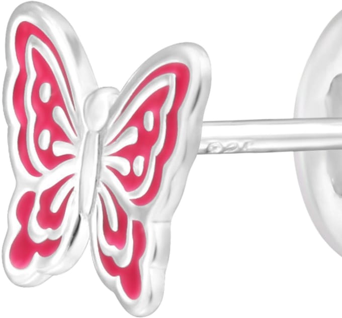 Premium Vlinder Kinder Oorstekers van Sterling Zilver met Epoxy