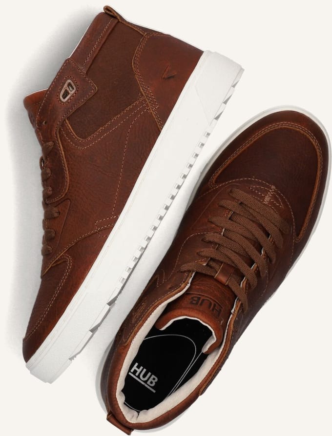 HUB Nevada Sneakers Heren - Leren Sneaker - Cognac - Maat 41