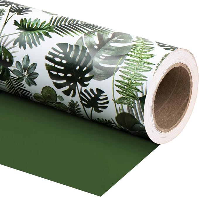 Dubbelzijdig Tropisch Inpakpapier Monstera Blad - Groene Design Giftwrap
