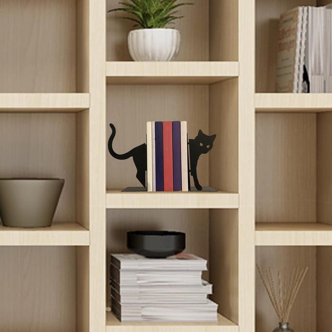 Nevolis Heavy Books Organizer - Cat Bookends - Desktop Organizer Creative Bookends - Contemporary Desktop Accessories - Home Office Book Organization .