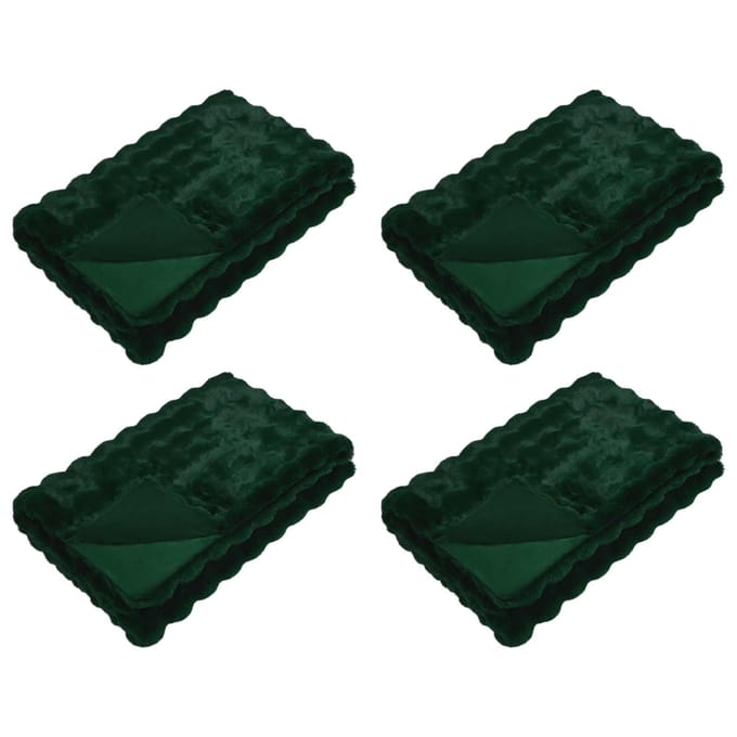 vidaXL - Antislip - deken - van - imitatie - konijnenbont - Olite - 4 - st - Donkergroen