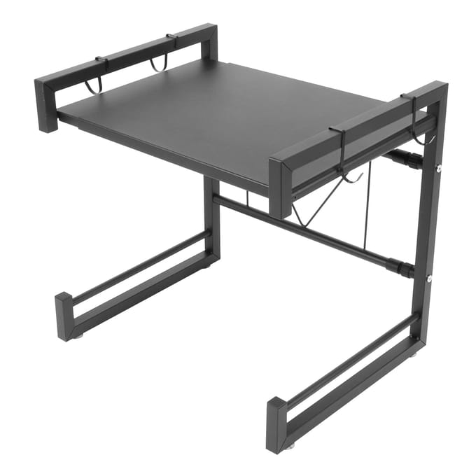 Étagère rétractable pour micro-ondes Support de four en acier au carbone Organisateur d'étagère pour plan de travail de cuisine blanc