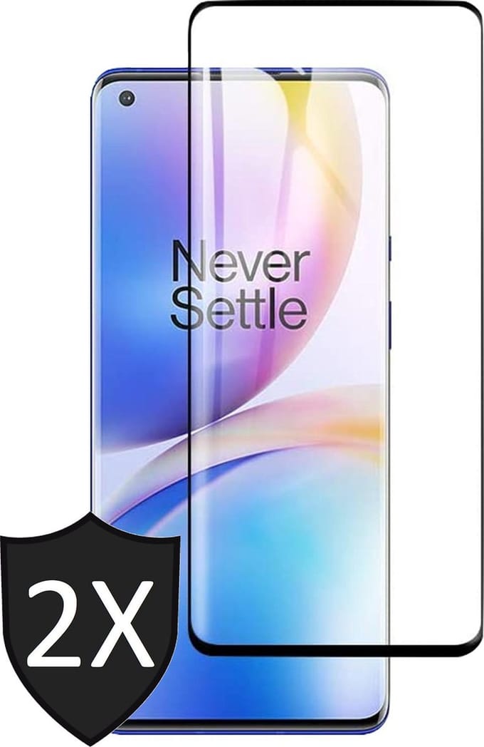 Screenprotector geschikt voor OnePlus 8 Pro - Full Screen Protector Glas - 2 Stuks