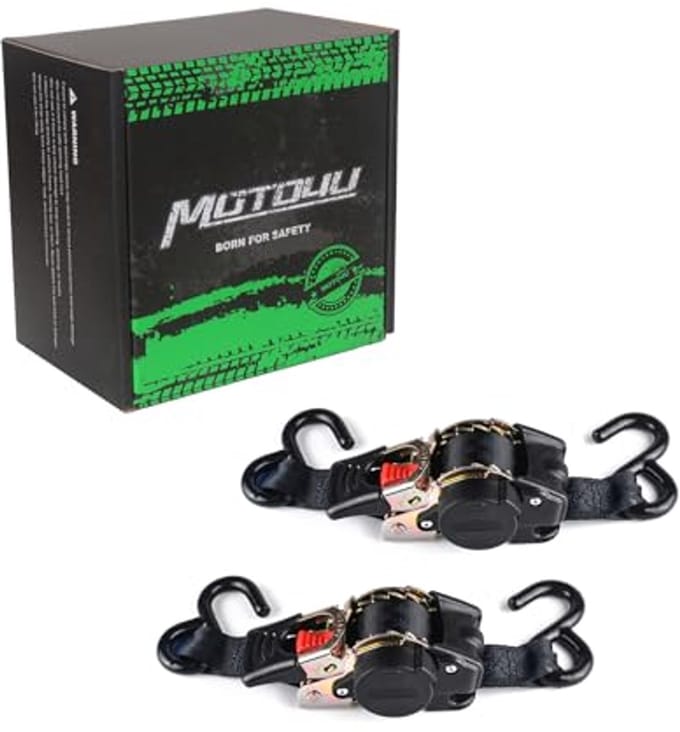 Retractable Rattling Strap-Down Belts voor Motorboot en Trailer - 1" x 6" - Dubbele S-Haken - 500lbs Capaciteit