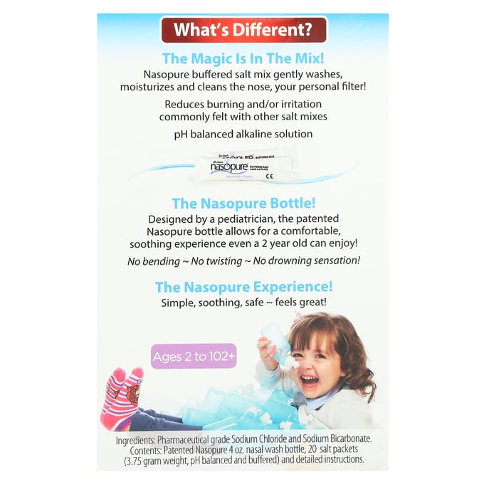 Nasopure, nasal wash, little squat kit, ages 2 to 102+, 1 kit white