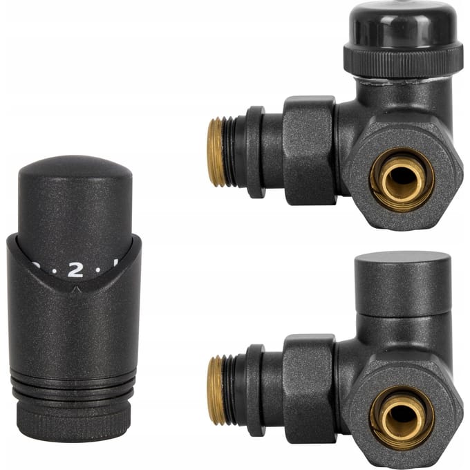 Thermostatische Radiatorafsluiter Set Antraciet Rechts 1/2"