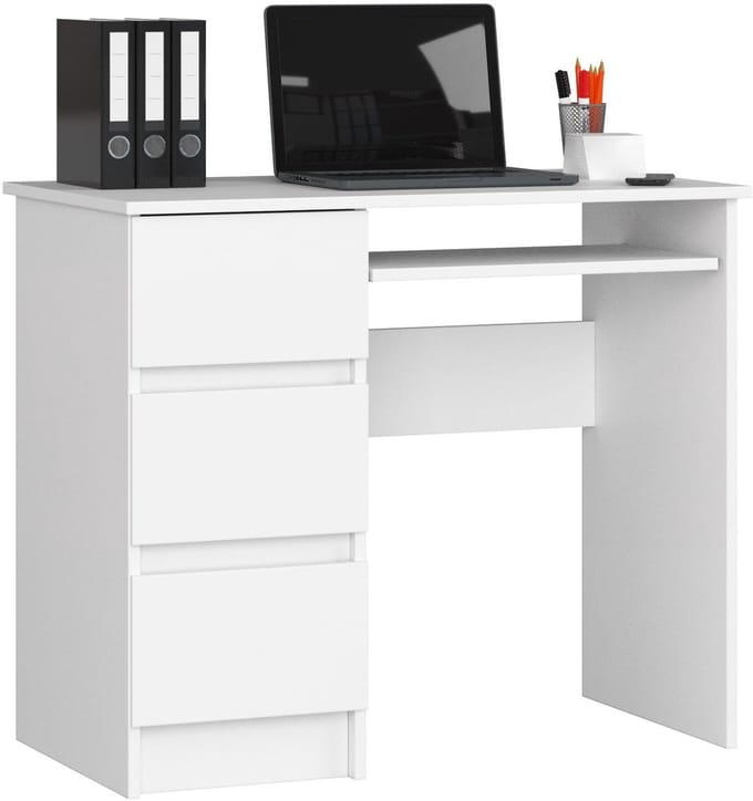 Bureau Links A-6 / Computerbureau / Computer Tafel / Bureautafel Rechts / Wit / 90 x 77 x 50 cm