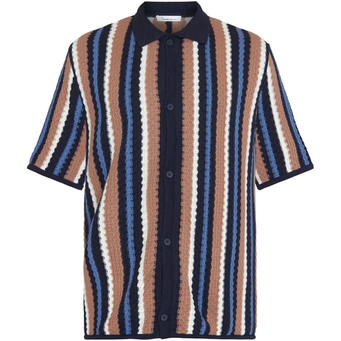 Shirt KnowledgeCotton Apparel Loose Striped Knitted GOTS/Vegan